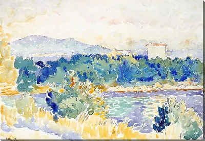 Средиземноморский пейзаж с белым домом