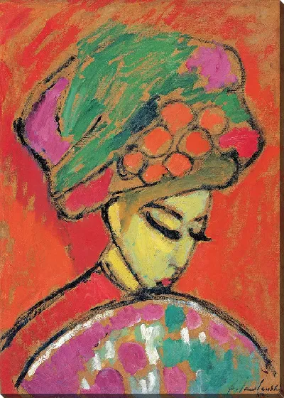 Картина Девушка в цветочной шляпе, 1910 г.