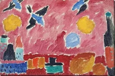 Картина Обои с красным рисунком ласточек, 1915 г.