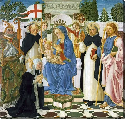 Картина Мадонна с младенцем, пятью святыми и двумя ангелами