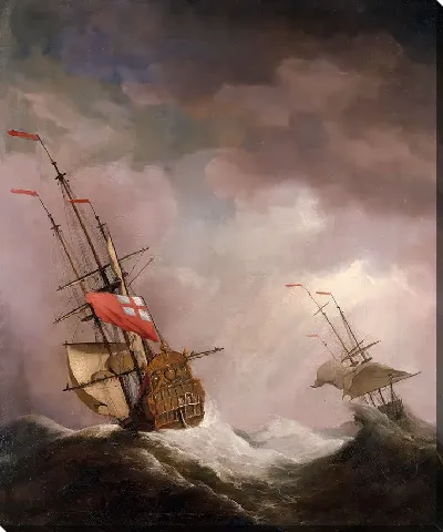 Картина Английский корабль в море, попадающий в шторм