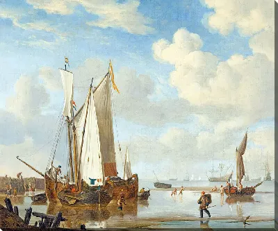 Картина Вейдшип и кааг в заливе недалеко от морской дамбы