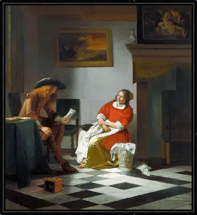 Мужчина читает письмо женщине