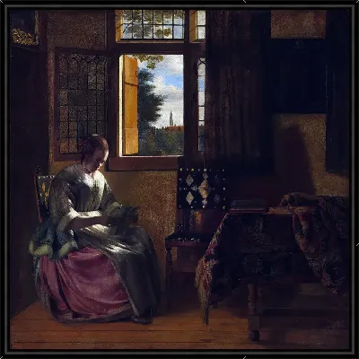 Женщина, читающая письмо у окна