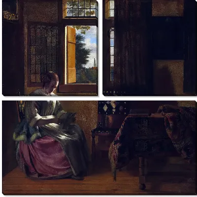 Женщина, читающая письмо у окна