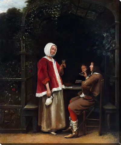 Картина Женщина и двое мужчин в беседке