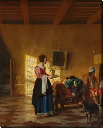 Картина Женщина с кувшином воды и мужчина у кровати (Служанка)