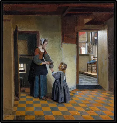 Женщина с ребенком в кладовой