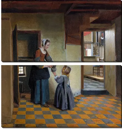 Женщина с ребенком в кладовой