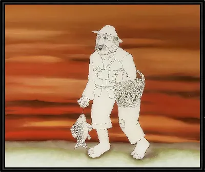 Картина Рыбак продает рыбу