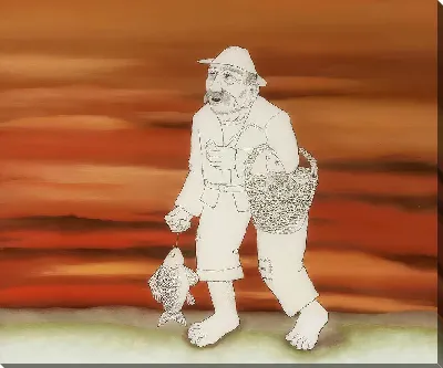 Рыбак продает рыбу