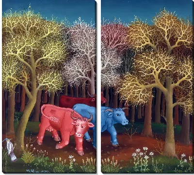 Картина Коровы в лесу