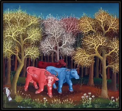 Картина Коровы в лесу