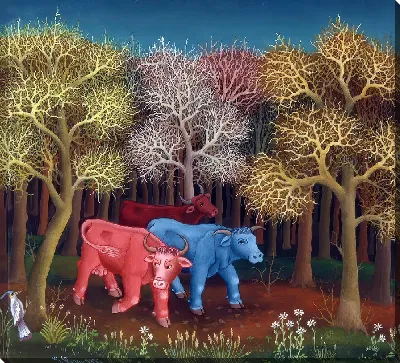 Картина Коровы в лесу