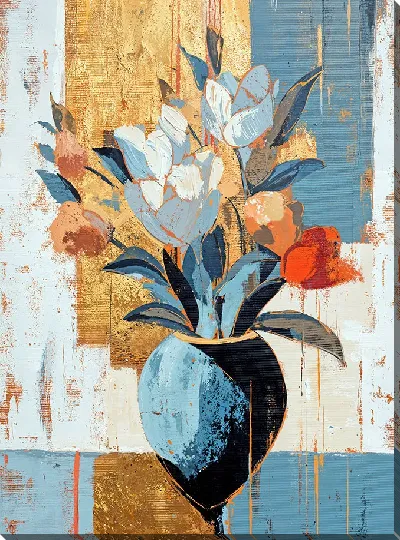 Картина маслом Современный букет цветов в вазе №1