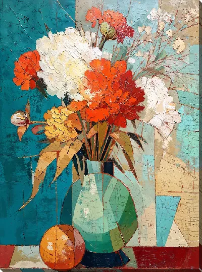 Картина маслом Современный букет цветов в вазе №2