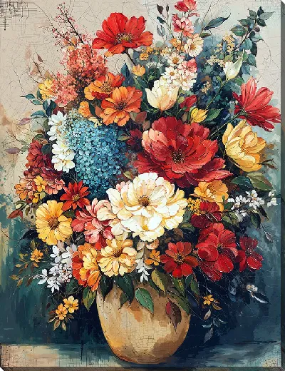 Картина маслом Современный букет цветов в вазе №3