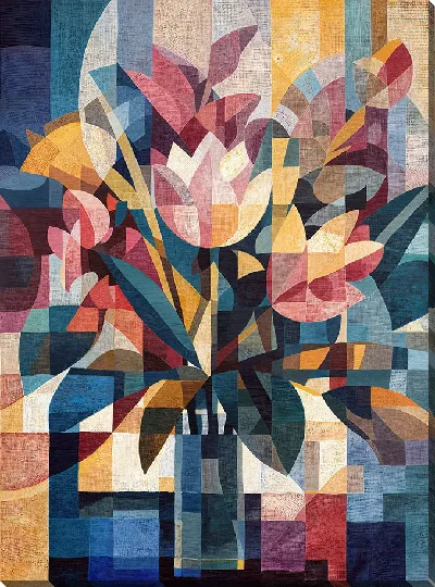 Картина маслом Современный букет цветов в вазе №4