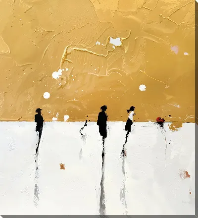 Картина маслом Силуэты на золотом фоне