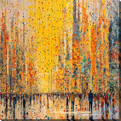 Картина маслом Яркая городская жизнь №1