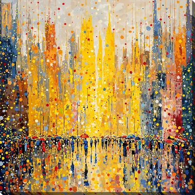 Картина маслом Яркая городская жизнь №2