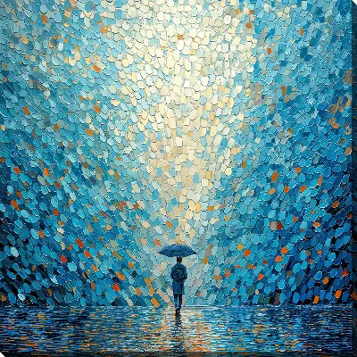 Картина маслом Вдаль под зонтом