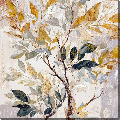 Картина маслом Позолоченные листья №1