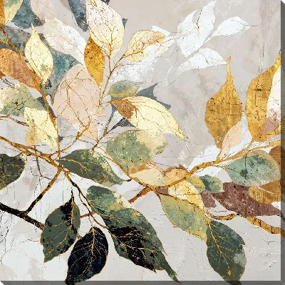 Картина маслом Позолоченные листья №2