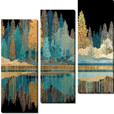 Модульная картина Пруд у золотых деревьев №2