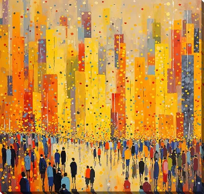 Картина маслом Яркие улицы абстрактного города №1