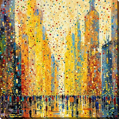 Картина маслом Яркие улицы абстрактного города №2