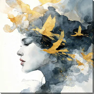 Постер Девушка с золотыми птицами №5