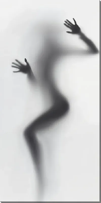 Картина маслом Силуэт обнаженной девушки за стеклом №6