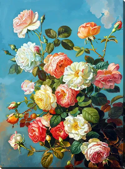 Картина маслом Куст роз