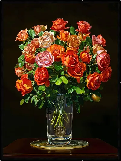 Картина Красные розы на черном фоне