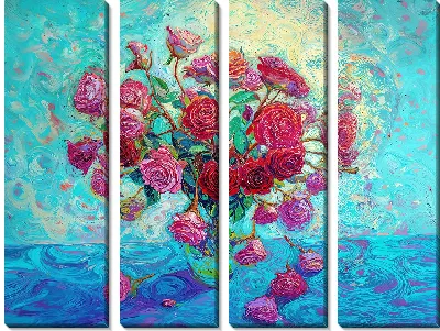 Модульная картина Экспрессия букета роз
