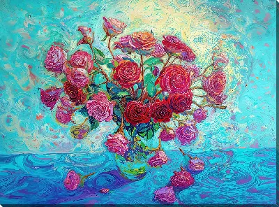 Картина маслом Экспрессия букета роз