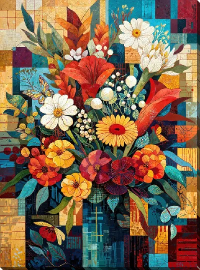 Картина маслом Букет в вазе в современном стиле