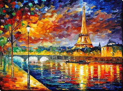 Картина Париж в стиле Афремова