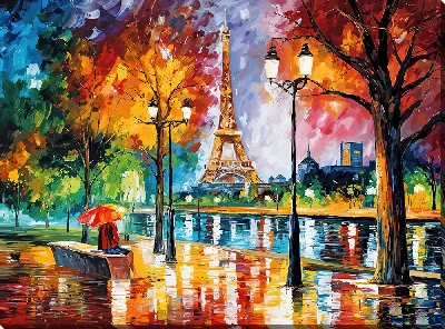 Картина Париж в стиле Афремова №2