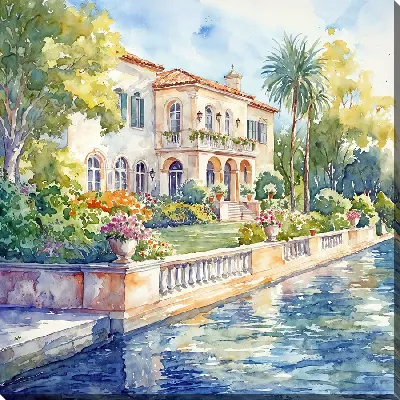 Картина маслом Вилла у воды
