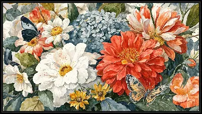 Бабочки и цветы