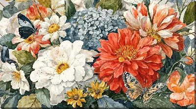 Бабочки и цветы