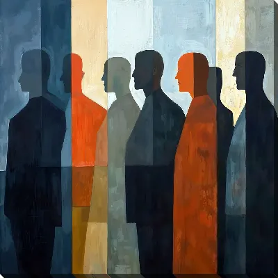 Картина маслом Силуэты людей в арт стиле №1