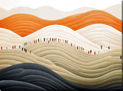 Картина маслом Силуэты людей в арт стиле №2