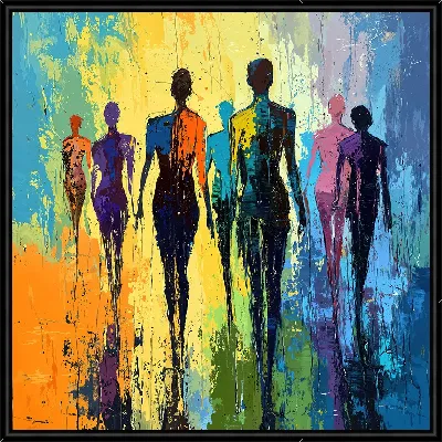 Картина Силуэты людей в арт стиле №3