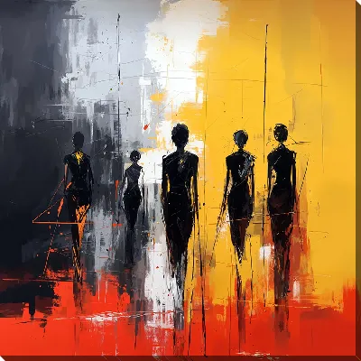 Картина маслом Силуэты людей в арт стиле №4