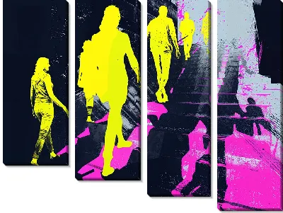 Модульная картина Силуэты людей в арт стиле №5