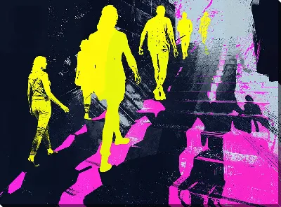 Картина маслом Силуэты людей в арт стиле №5