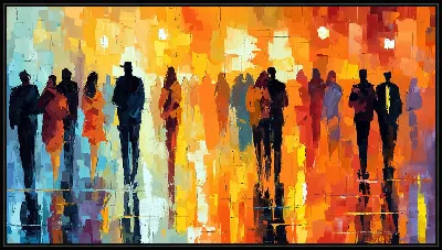 Силуэты людей в арт стиле №8